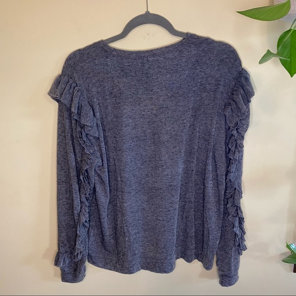 NWT HELLO NITE Pullover Ruffle Top Heather Gray Small - Picture 7 of 7
